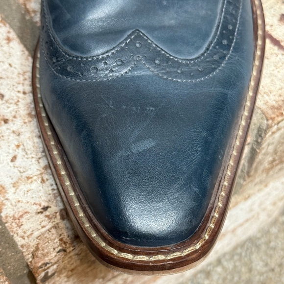 Giorgio Brutini Navy Blue Leather Wingtip Brogue Oxford Dress Shoes Formal Work - Picture 12 of 15